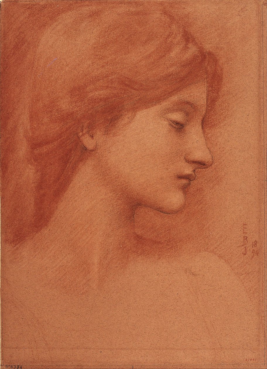 Undersøgelse af et kvindeligt hoved af Edward Burne Jones