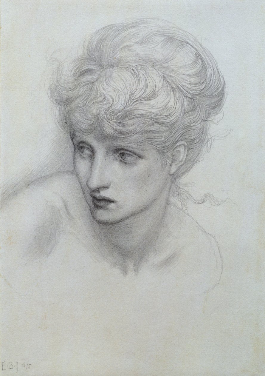 Undersøgelse af et pigehoved (se også 198346) af Edward Burne Jones