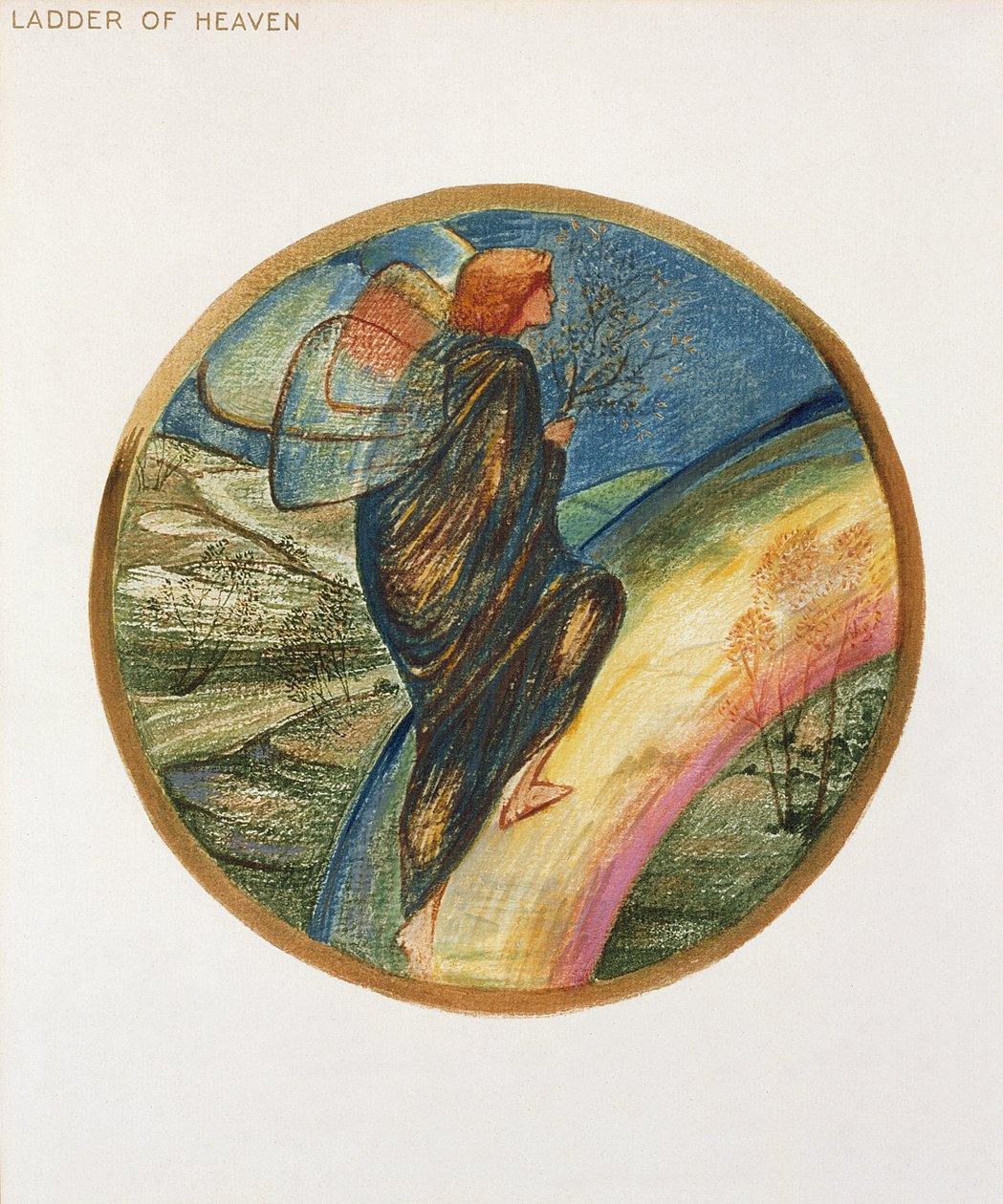 Blomsterbogen: XII. Ladder of Heaven, 1905 (litho med gouache på papir) af Edward Burne Jones