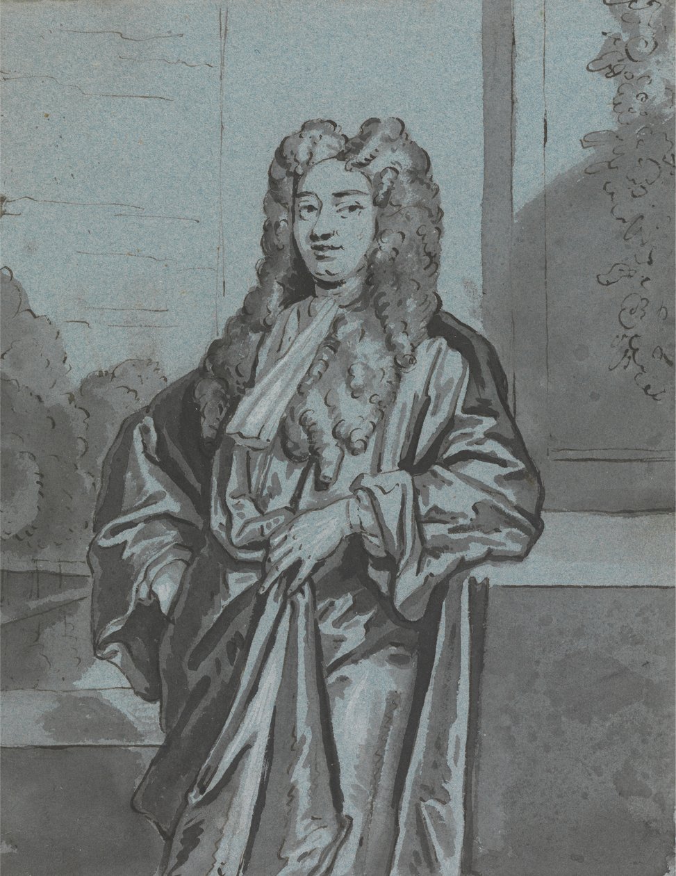 En gentleman eller en præst iført en lang kjole og bånd af Edward Byng