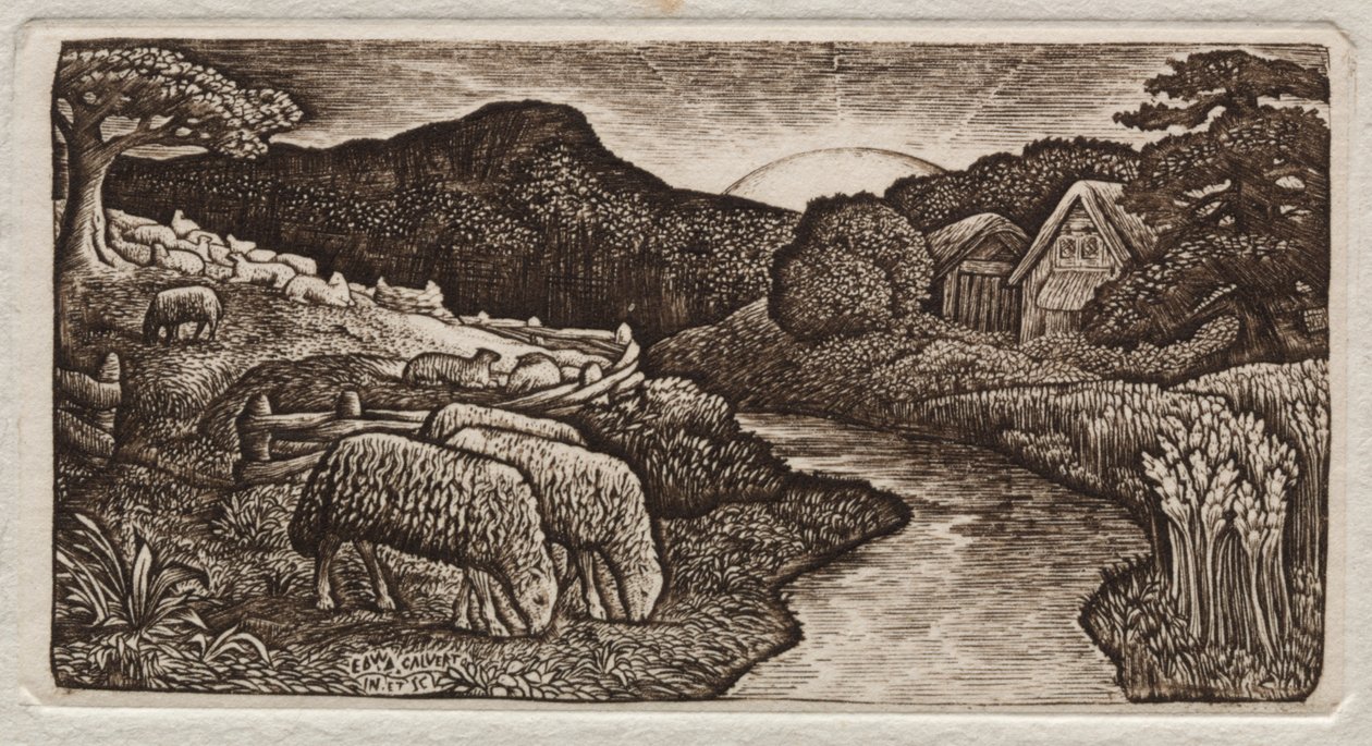 Fårene på hans græsgang af Edward Calvert