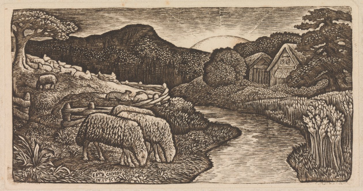 Fårene på hans græsgang af Edward Calvert