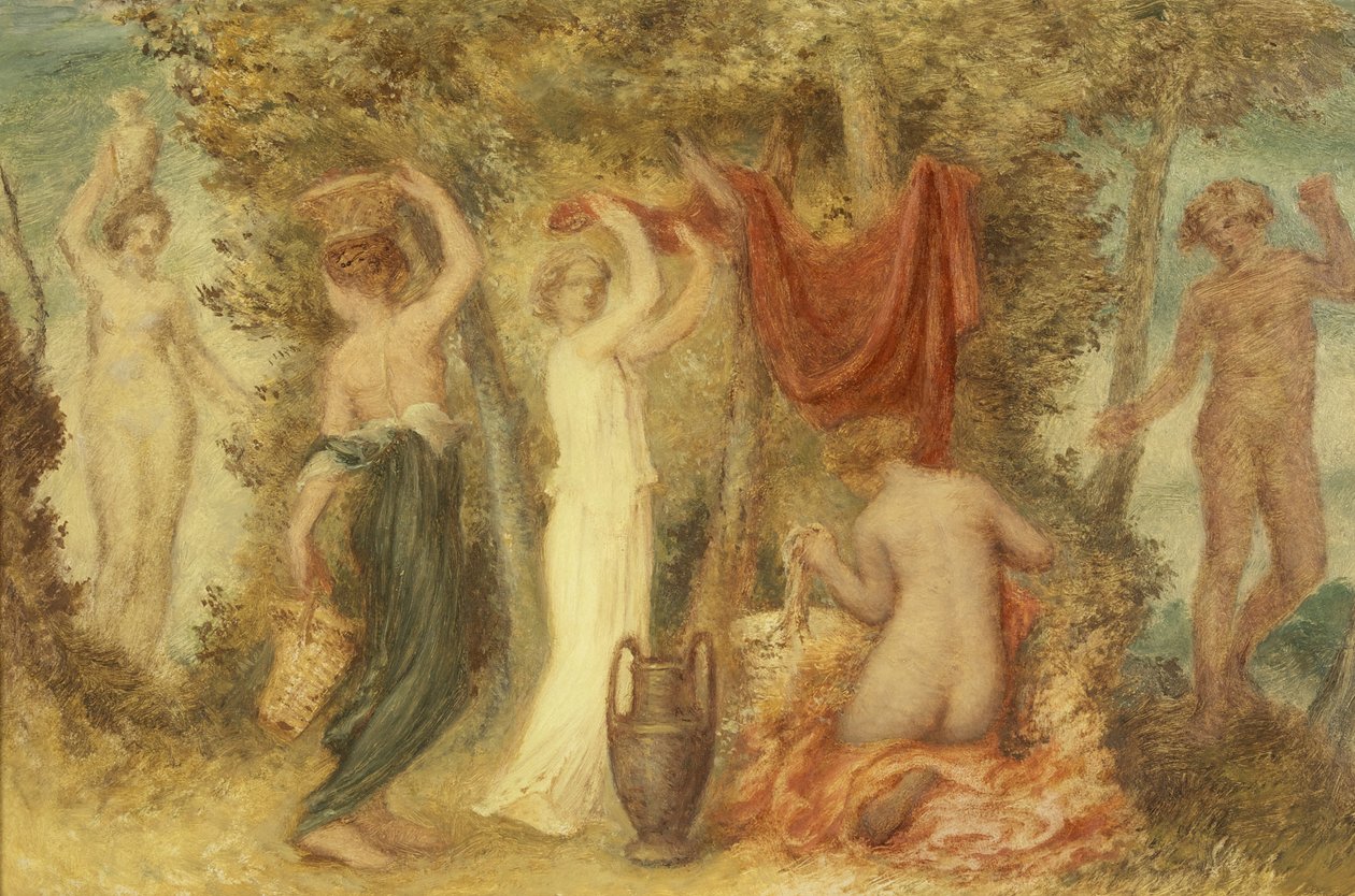 Votivoffer - klassisk scene (olie på møllebræt) af Edward Calvert