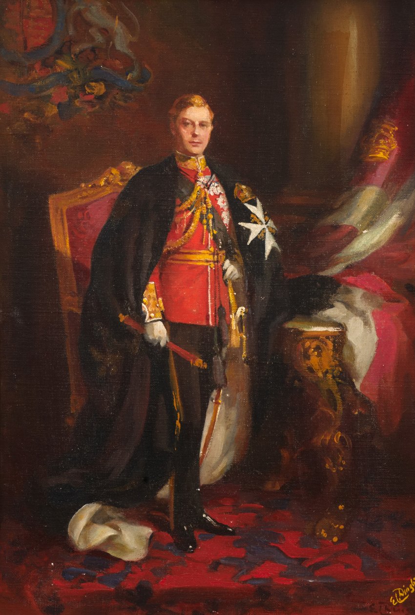 HKH King Edward VIII, ca. 1936 (olie om bord) af Edward Caruana Dingli