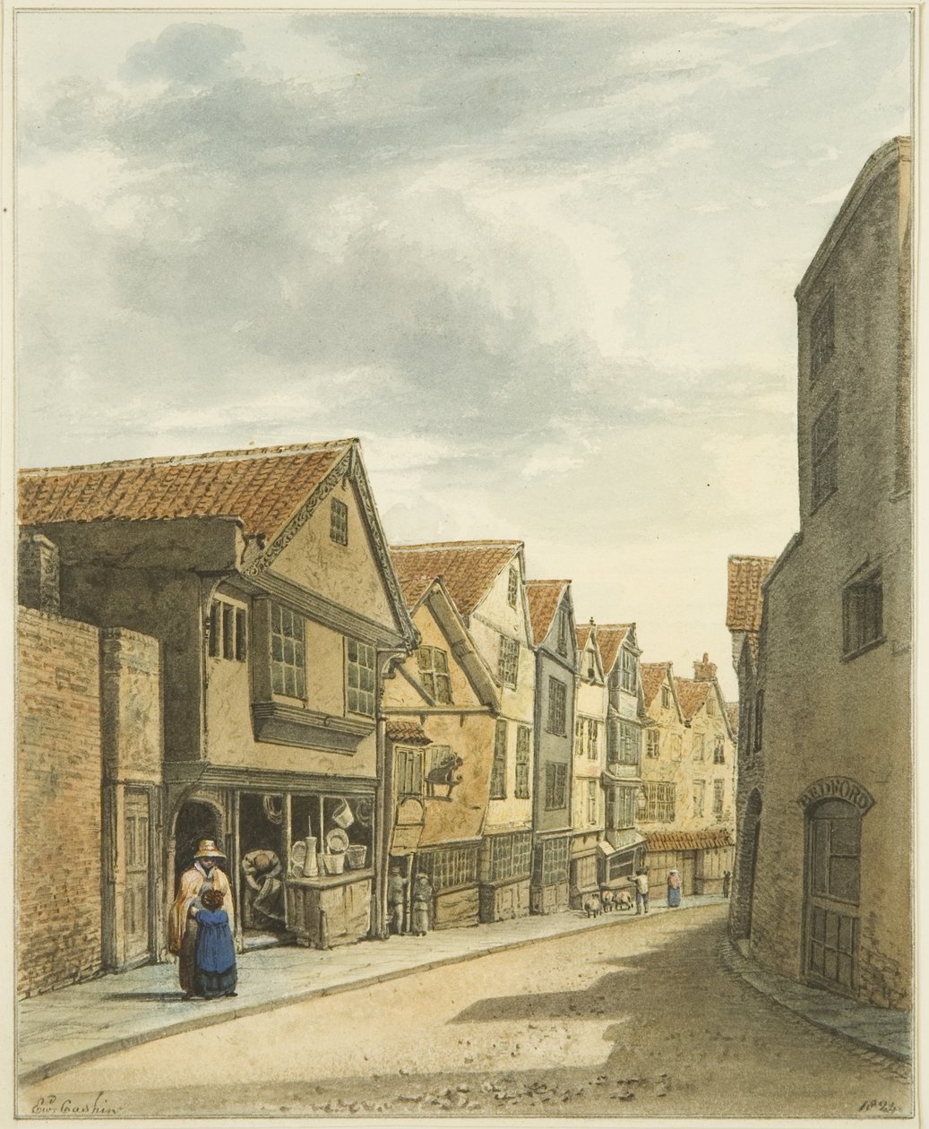 Castle Mill Street (blyant og akvarel på papir) af Edward Cashin