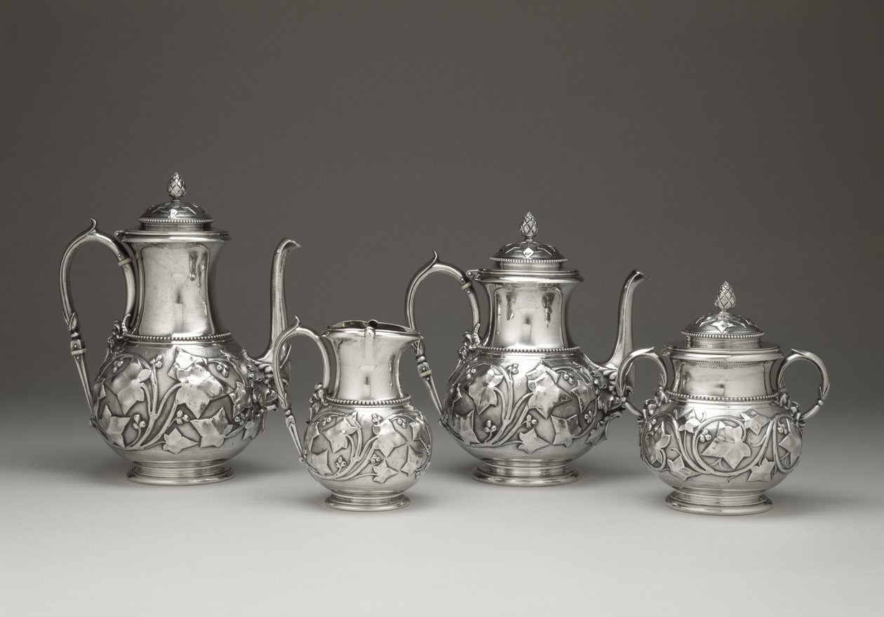 Kaffe og te service, ca. 1856-1859 (sølv og elfenben) af Edward Chandler Moore