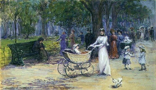 Promenading (akvarel) af Edward Charles Clifford