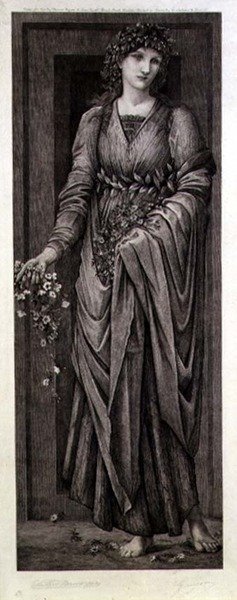 Flora, indgraveret af Eugene Gaujean (1850-1900) pub. af Thomas Agnew & Sons af Edward Coley (after) Burne Jones