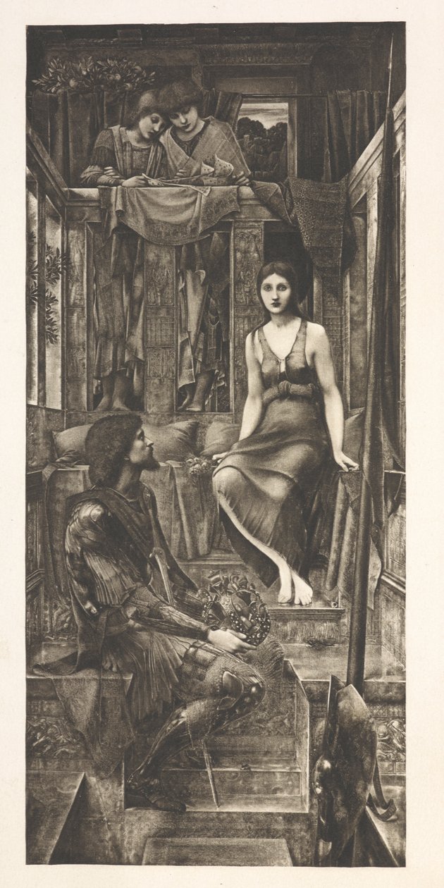 Kong Cophetua og tiggerpigen (gravering) af Edward Coley (after) Burne Jones