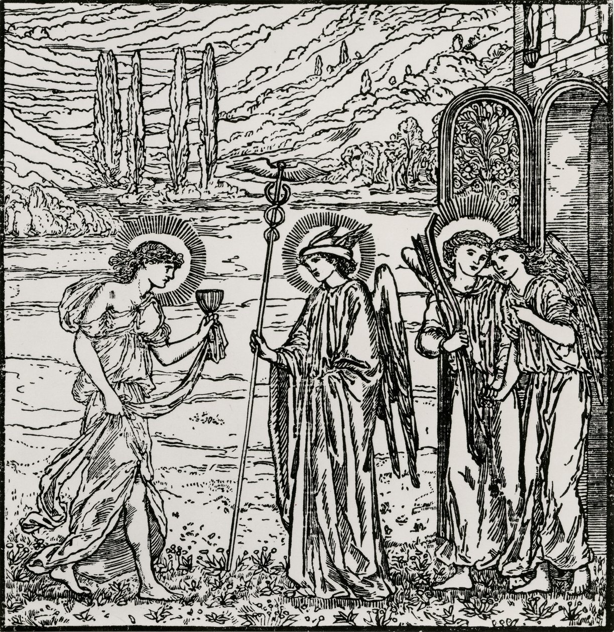 Indgang blandt guderne af Edward Coley (after) Burne Jones