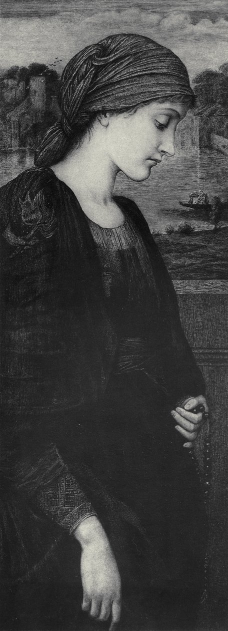 The Vestal Flame, ca. 1887 (radering trykt på vellum) af Edward Coley (after) Burne Jones