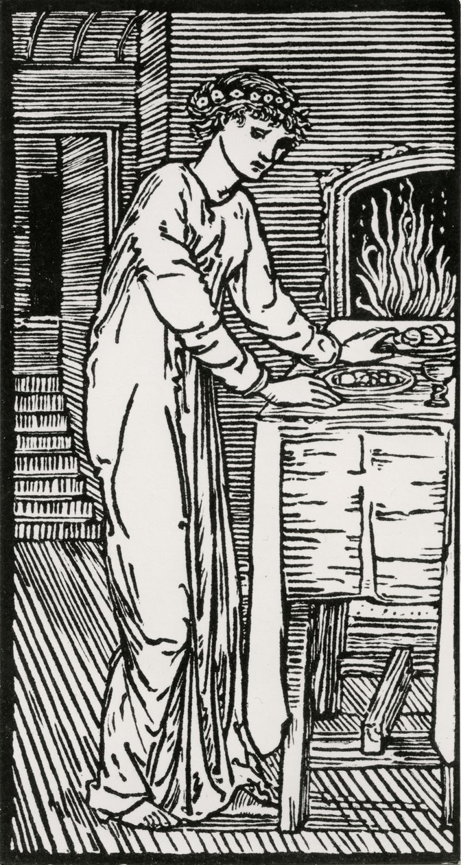 Psyke ved bordet af Edward Coley (after) Burne Jones