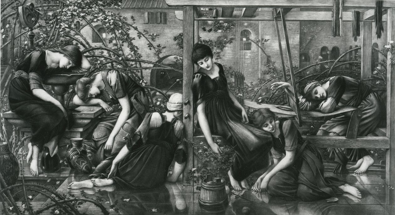 The Garden Court, fra Briar Rose-serien af Edward Coley (after) Burne Jones