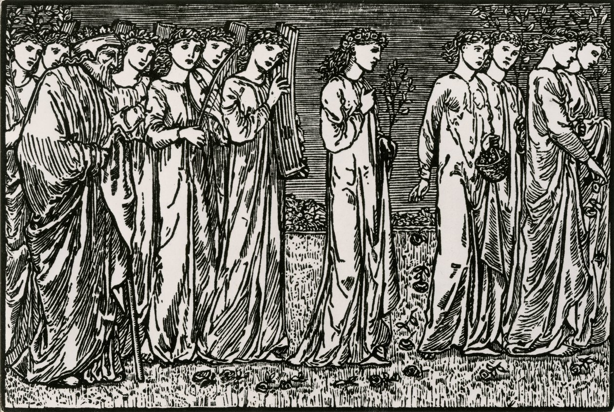 Processionen til Bakken af Edward Coley (after) Burne Jones