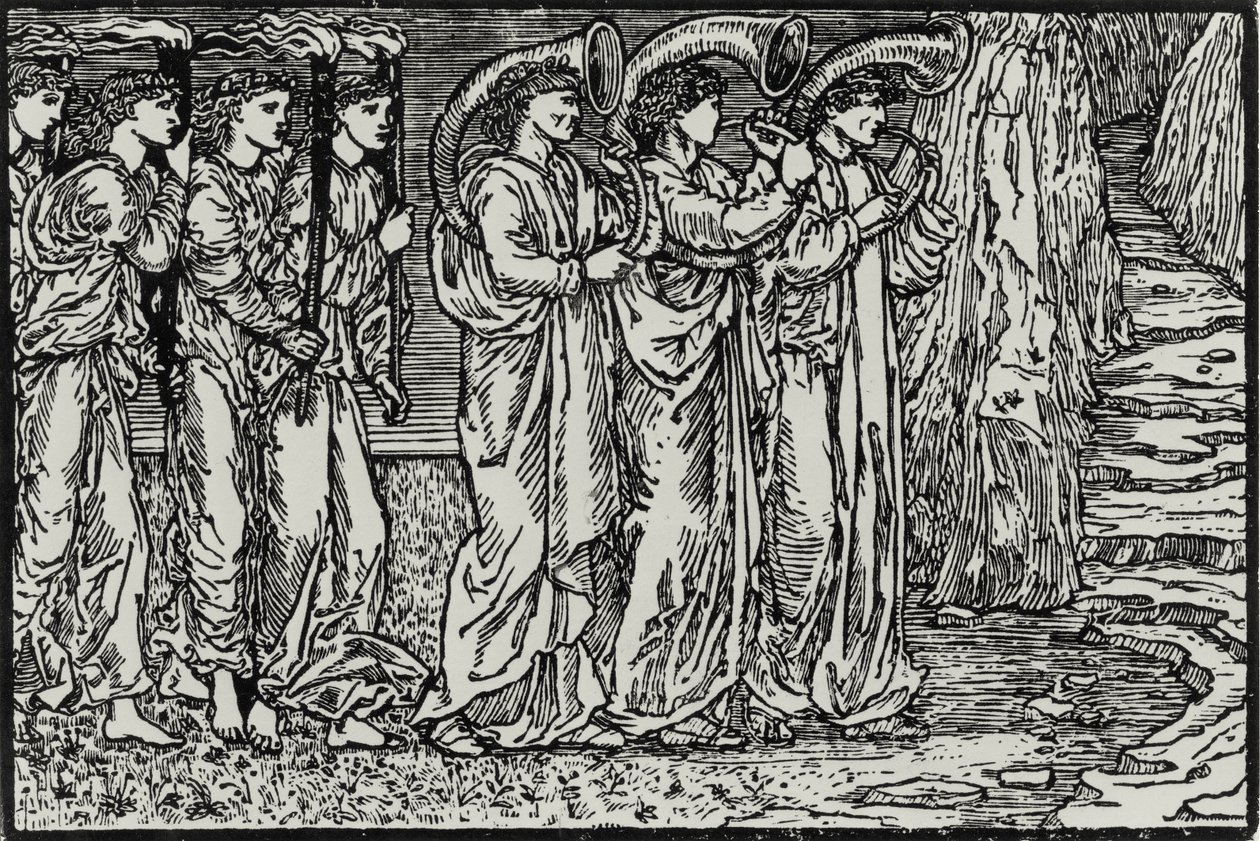 Processionen til Bakken af Edward Coley (after) Burne Jones