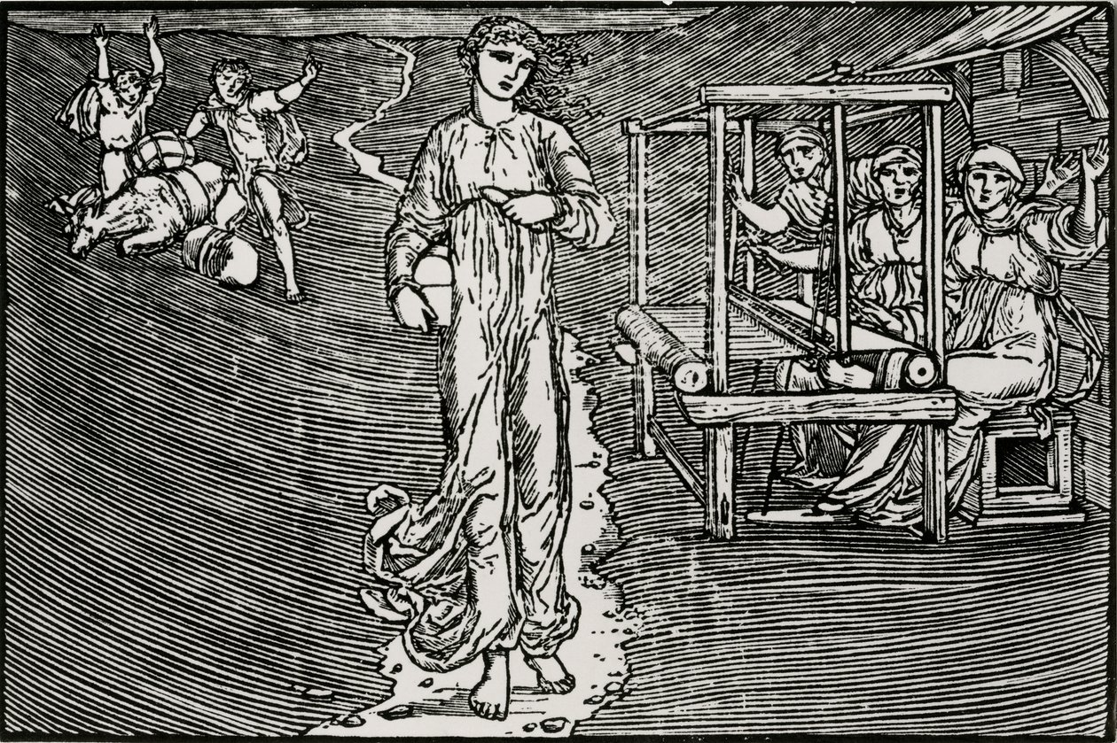 De vævende kvinder af Edward Coley (after) Burne Jones