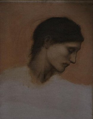 En undersøgelse af en piges hoved (olie på lærred) af Edward Coley Burne Jones