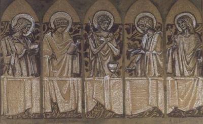 Design til et mindesmærke for Christina Rossetti (kridt på papir) af Edward Coley Burne Jones