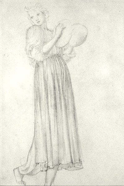 Pige med bækkener (blyant på papir) af Edward Coley Burne Jones