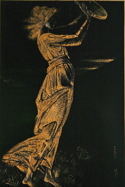 Pige med en tamburin af Edward Coley Burne Jones