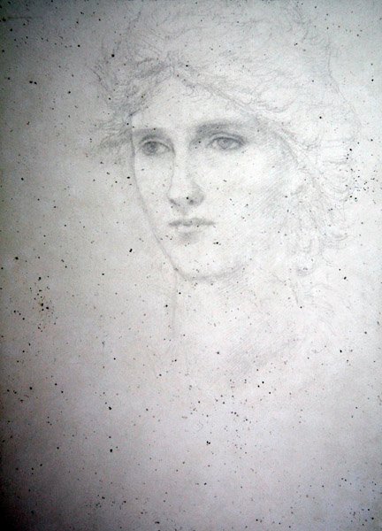 Hovedstudie - Bessie Keane, ca. 1898 (blyant på papir) af Edward Coley Burne Jones