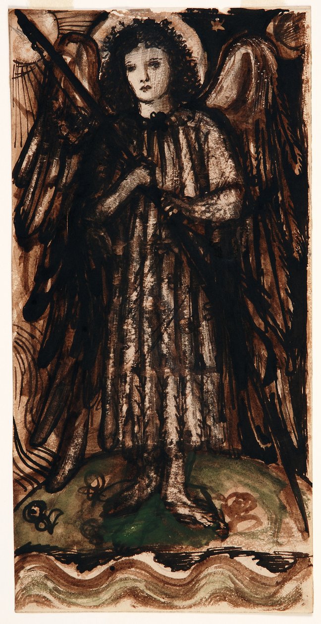Love Reging over the Elements, Design for Stained Glass, ca. 1860-62 (sepia og vask på papir) af Edward Coley Burne Jones