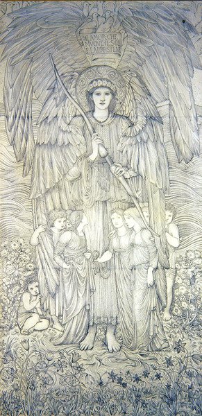 Kærlighed der bevæger solen (blyant på papir) af Edward Coley Burne Jones