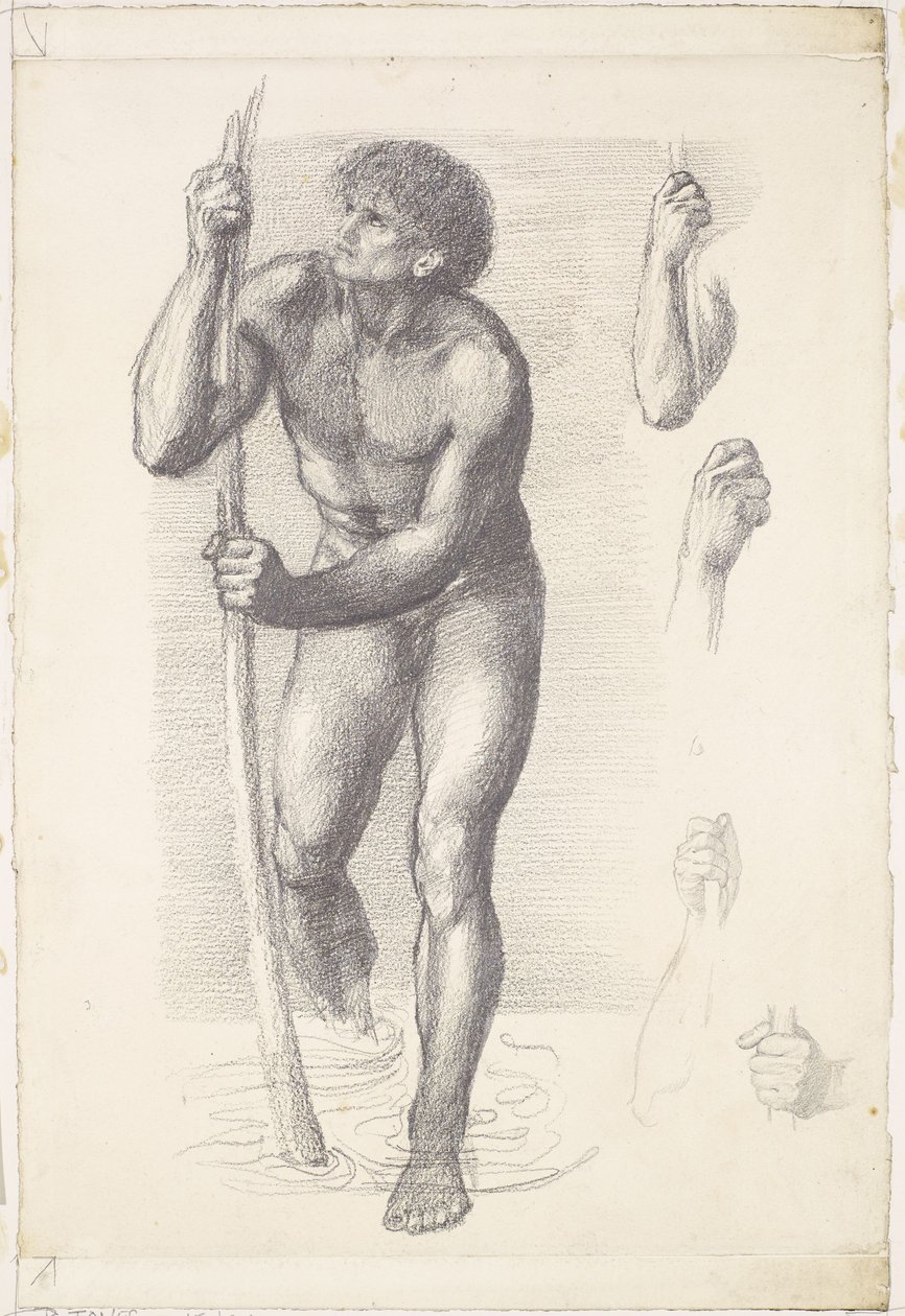 Mandlig nøgen - studie til Sankt Kristoffer af Edward Coley Burne-Jones