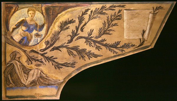 Poet Muse - klaverlågspapir (farvet kridt på papir) af Edward Coley Burne Jones