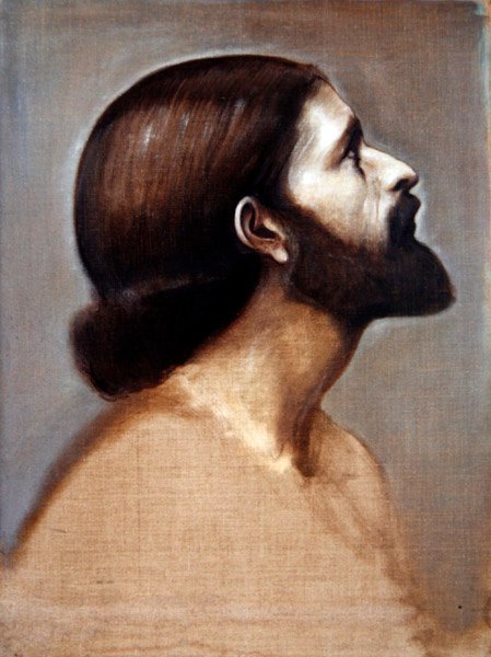 Portræthoved af King Cophetua, ca. 1883-84 (olie på ugrundet lærred) af Edward Coley Burne Jones