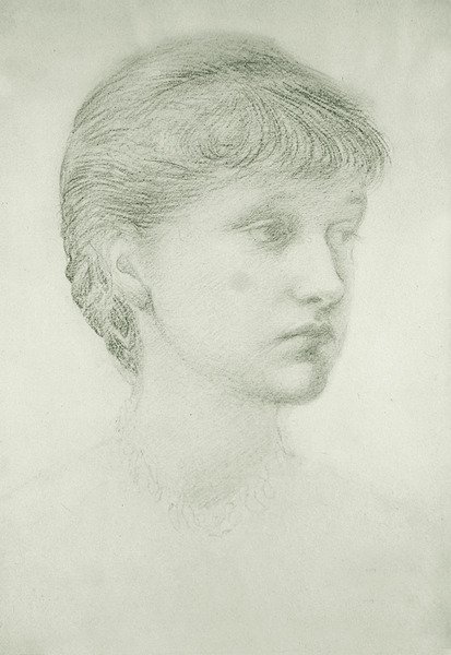 Portræt af Madeleine Wyndham (grøn kridt på papir) af Edward Coley Burne Jones