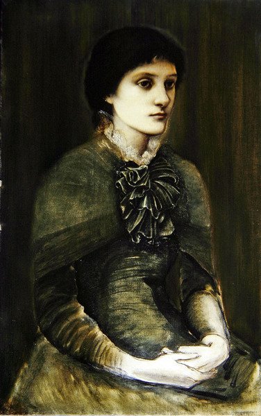 Portræt af en pige i en grøn kjole (olie på lærred) af Edward Coley Burne Jones