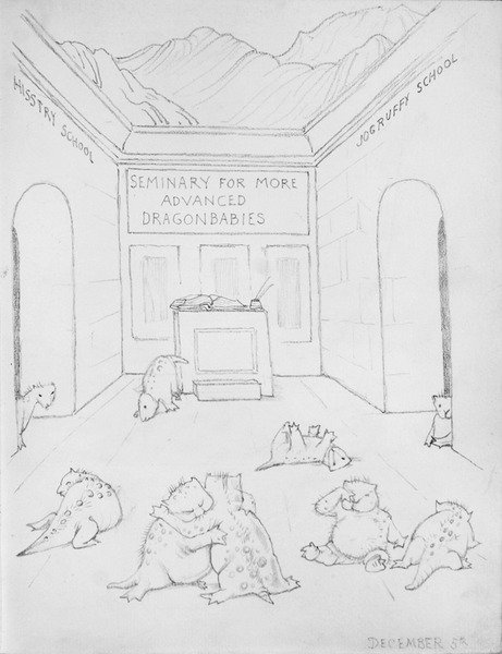 Seminar for drager (blyant på papir) af Edward Coley Burne Jones