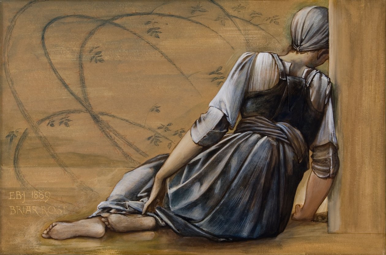 Studie til Briar Rose Series, The Garden Court af Edward Coley Burne Jones