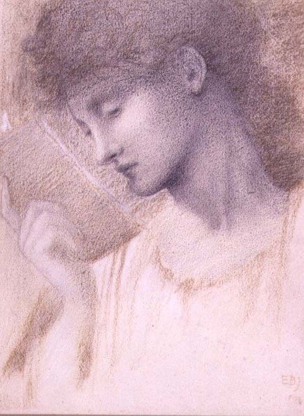 Studie af et hoved (kridt på papir) af Edward Coley Burne Jones