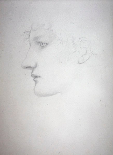 Study of a Head - Bessie Keane, ca. 1893 (blyant på papir) af Edward Coley Burne Jones