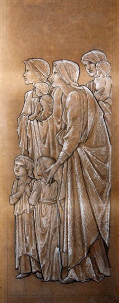 Lad de små børn komme til mig (sort-hvidt kridt på papir) af Edward Coley Burne Jones