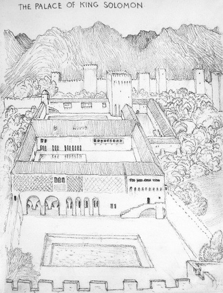 Kong Salomons palads (blyant på papir) af Edward Coley Burne Jones