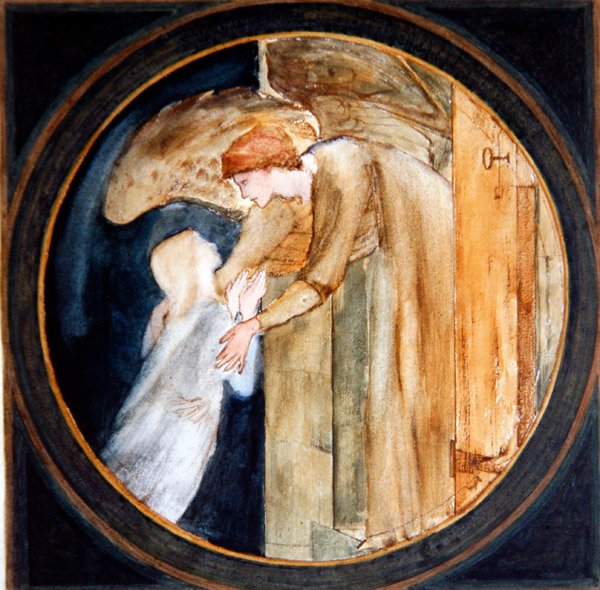 Velkommen til huset (akvarel og blyant på papir) af Edward Coley Burne Jones