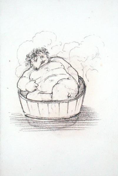 William Morris (1834-96) i et badekar, fra et album med tegninger (blyant på papir) af Edward Coley Burne Jones
