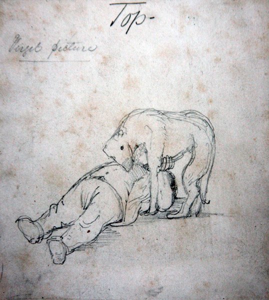 William Morris leger med sin hund, ca. 1890 (blyant på papir) af Edward Coley Burne Jones