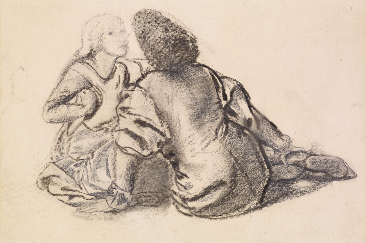 En idyl (kul på papir) af Edward Burne Jones