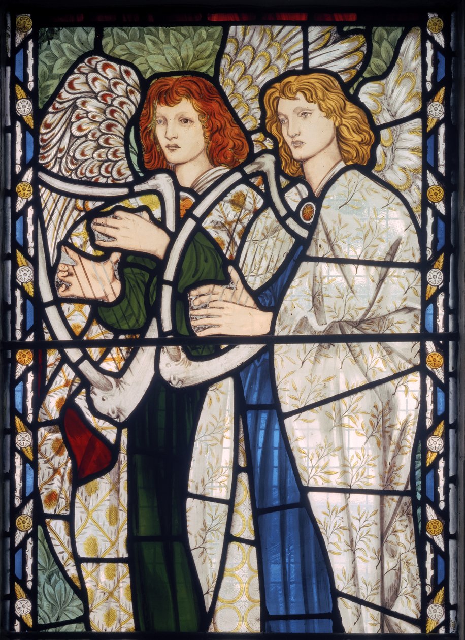 Angels Playing Harps, 1866 (farvet glas) af Edward Burne Jones