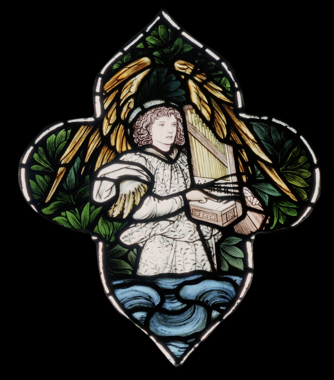 Birmingham, St. Martin In The Bull Ring, Morris & Co., Edward Burne-Jones, Engel med orgel, 1876 af Edward Burne Jones