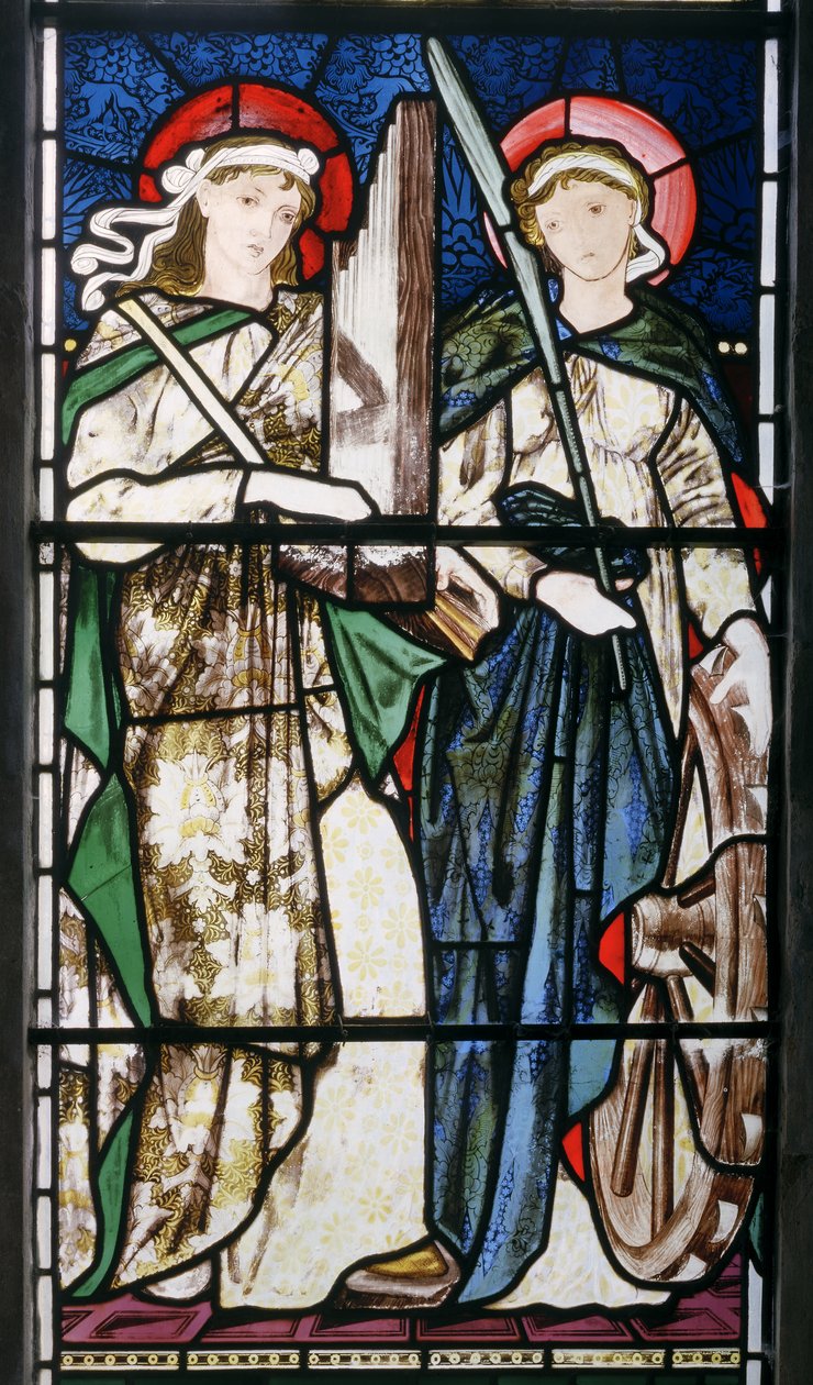 Bloxham, St. Mary, Morris, Marshall, Faulkner & Co, Edward Burne-Jones, St. Cecilia & St. Catherine, 1869 af Edward Burne Jones