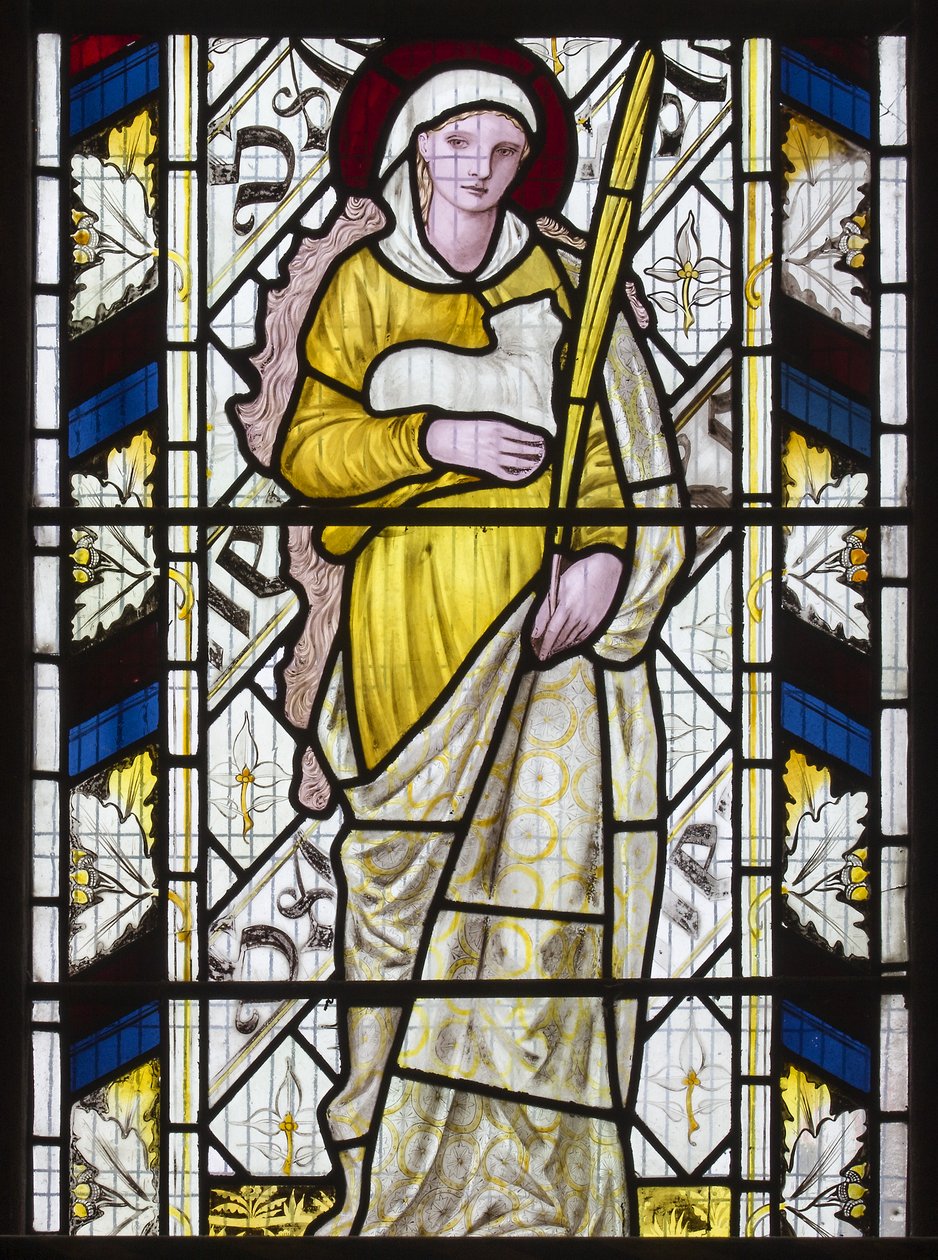 Cambridge, All Saints, Morris Marshall & Faulkner & Co, Edward Burne-Jones, St. Agnes, 1866 af Edward Burne Jones