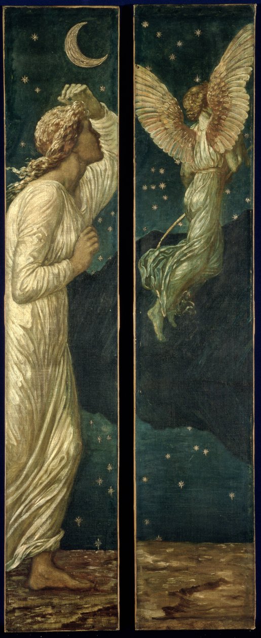 Amor og Psyche - Palace Green Murals - Amor flyver væk fra Psyche, 1881 af Edward Burne Jones
