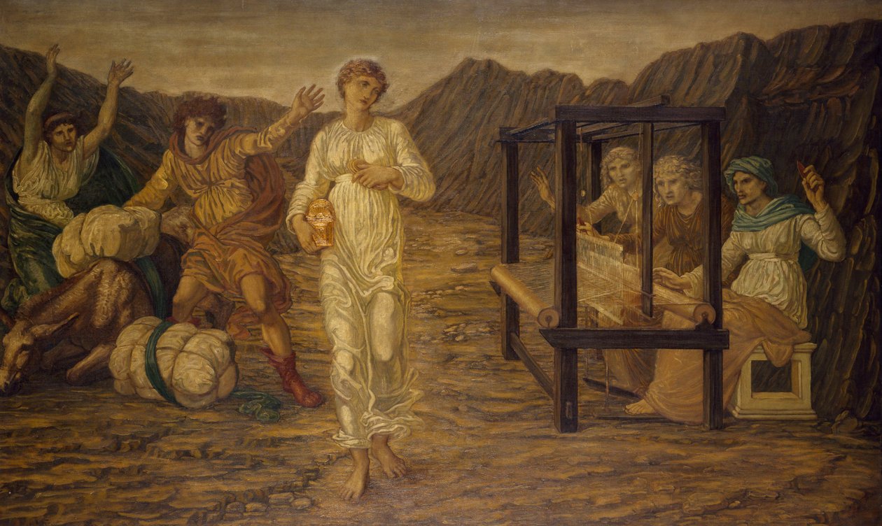 Amor og Psyche - Palace Green Murals - Psyche sat af Venus the Task, 1881 af Edward Burne Jones