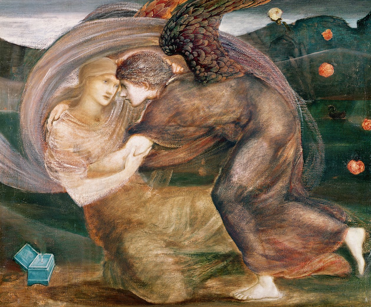Amor leverer Psyche (akvarel og pastel på papir) af Edward Burne Jones