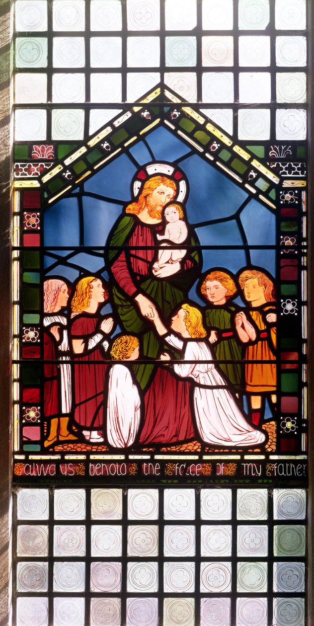 Detalje af Kristus velsigner børnene, 1861 farvede glasdetalje af 150156 af Edward Burne Jones